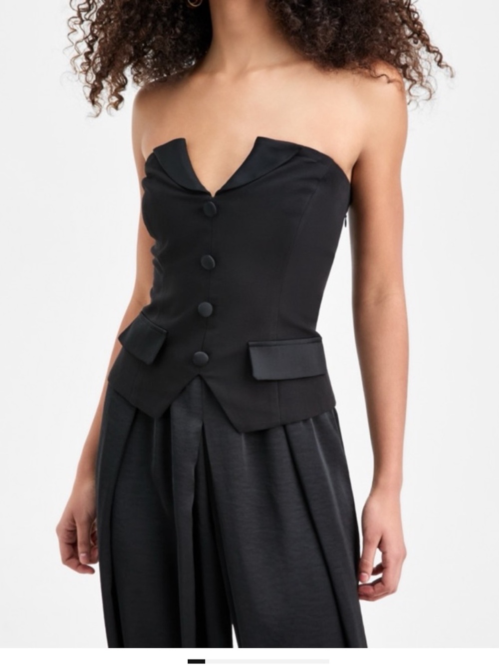 Bar III Black Strapless Tailored Bustier